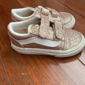 Rose Gold Glitter Velcro Vans Walkers